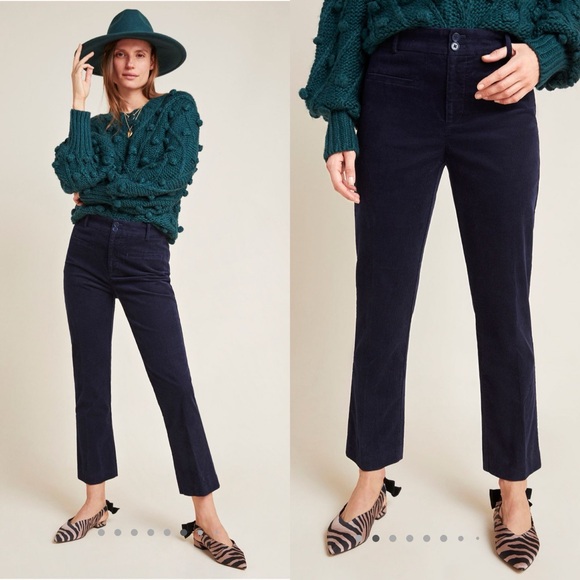NWOT Anthropologie The Essential Cropped Flare Corduroys - Picture 1 of 7